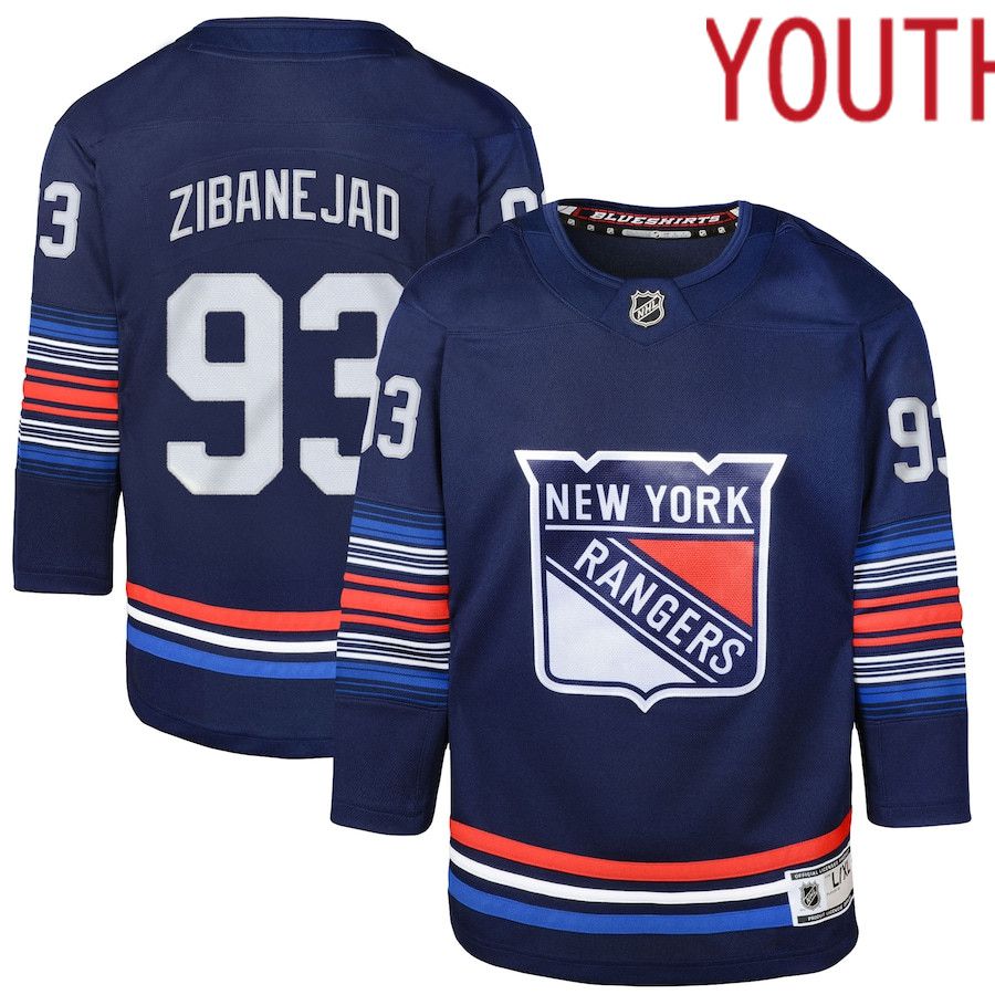 Youth New York Rangers #93 Mika Zibanejad Navy Alternate Premier Player NHL Jersey->youth nhl jersey->Youth Jersey